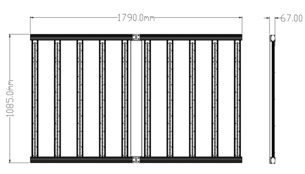 STG-1000W-F Series 4x8ft. 10Bar LED Grow Light Dimension