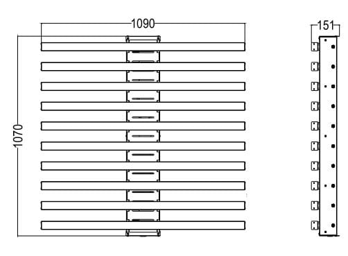 STG-1200W-D Series 12Bar LED Grow Light Dimension