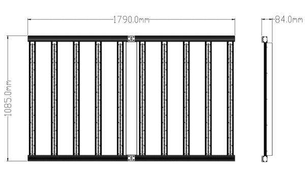 STG-1300W-F Series 4x6ft. 10Bar LED Grow Light Dimension