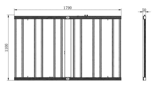 STG-1300W-F Series 4x6ft. 6Bar LED Grow Light Dimension