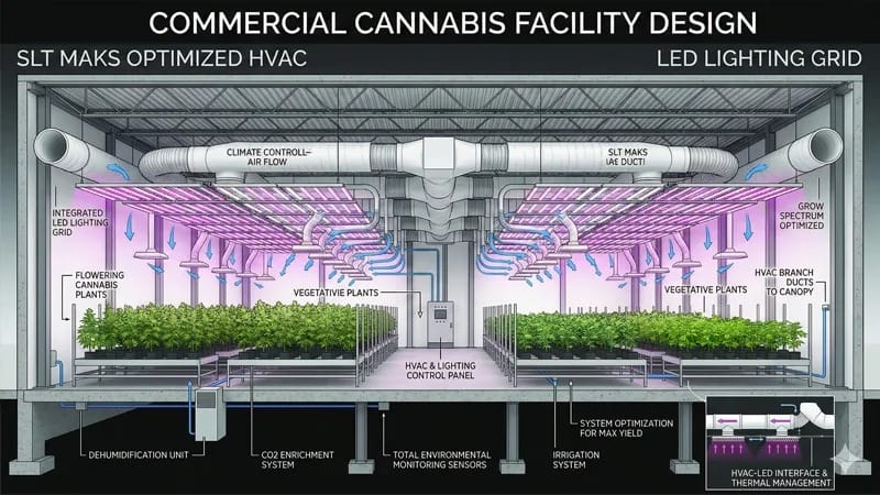 HVAC cost reduction calculation for indoor cannabis cultivation LED