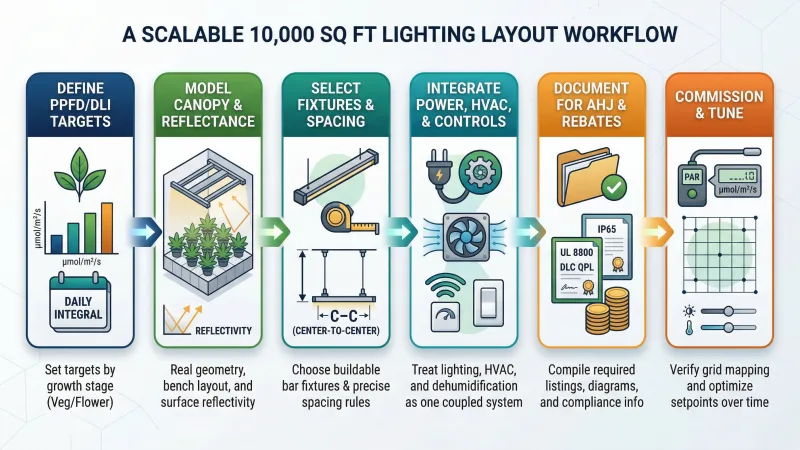 Cannabis facility lighting layout