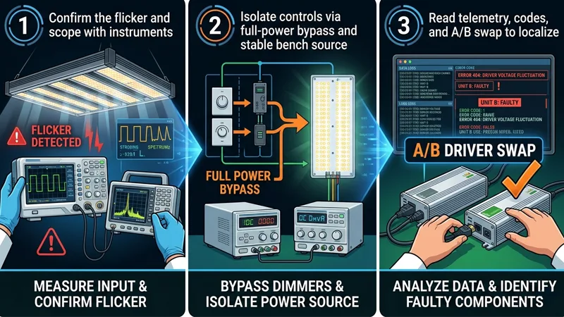 LED Grow Light Flickering Troubleshooting Workflow