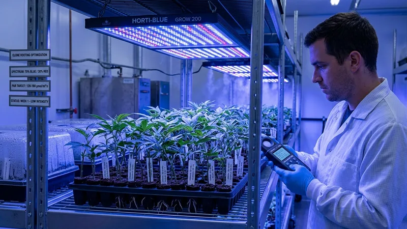 Rooting Cannabis Clones Using Blue Light