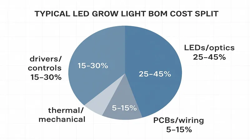 TYPICAL LED GROW LIGHT BOM COST SPLIT