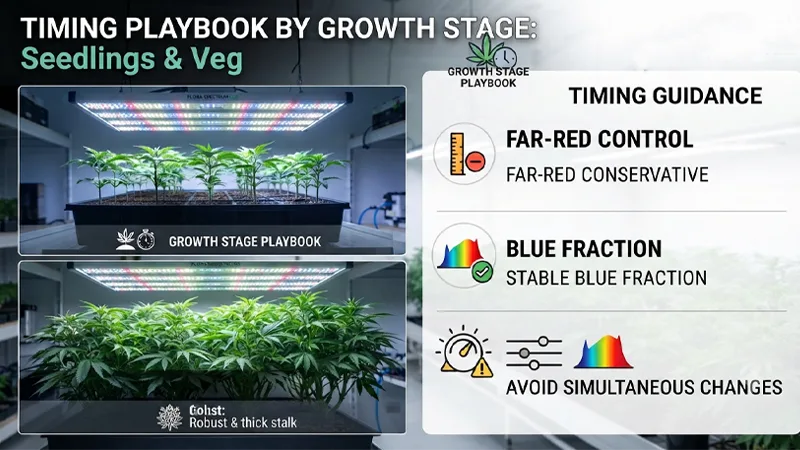 Seedlings and veg Timing playbook by growth stage