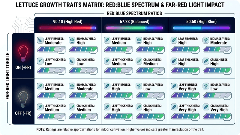 lettuce growth traits matrix red blue spectrum ratios