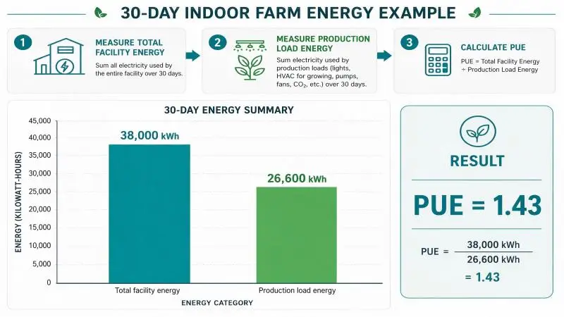 30-day indoor farm energy example