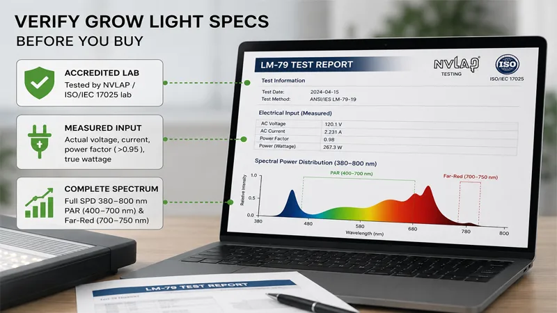 verify grow light specs