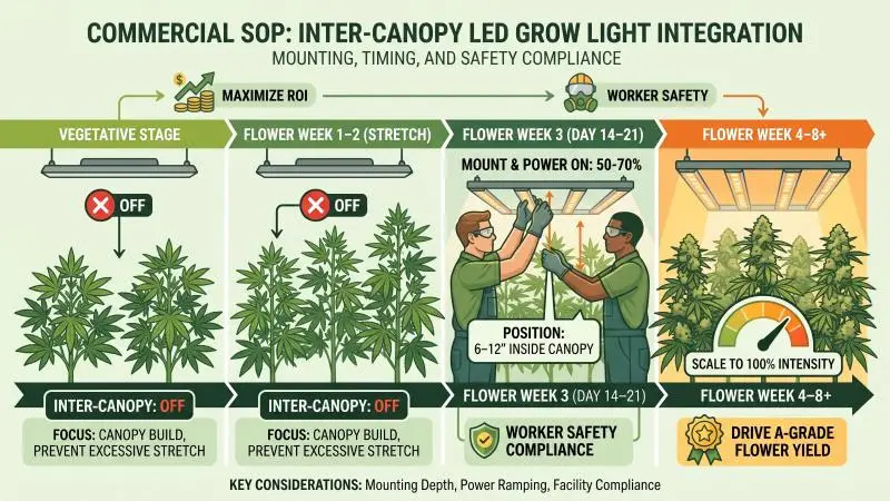 commercial sop inter canopy led grow light integration