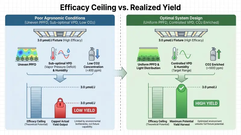 efficacy ceiling vs realized yield