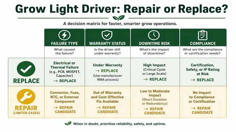 grow light driver repair or replace