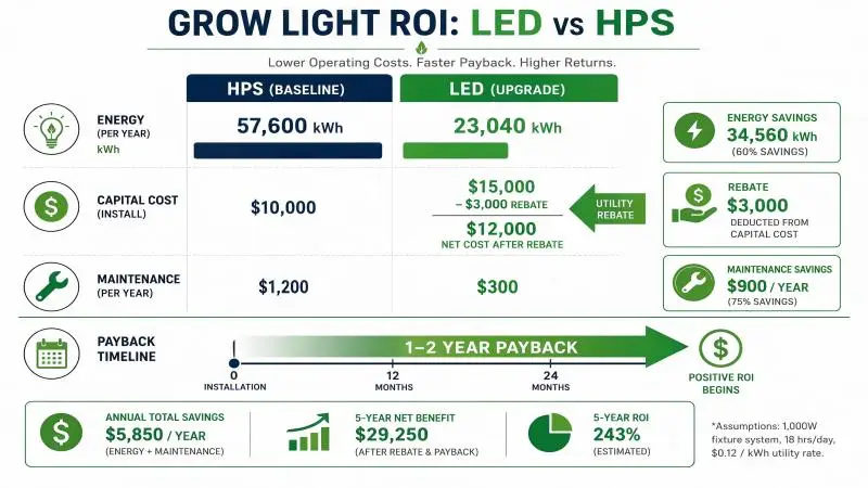 grow light roi led vs hps