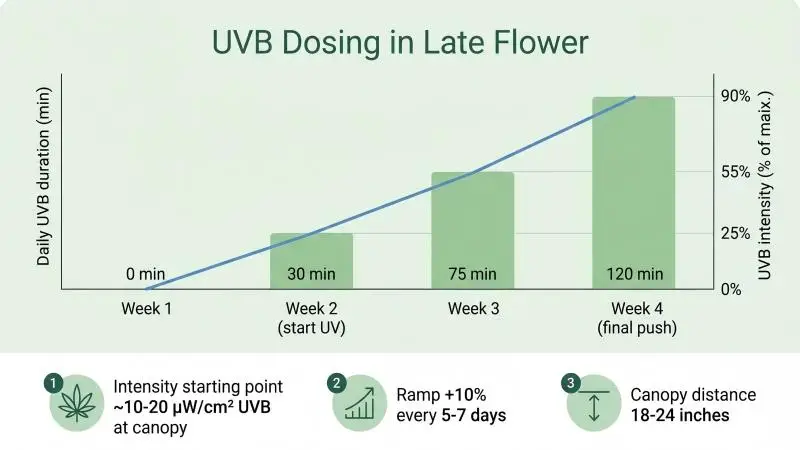 uvb dosing in late flower