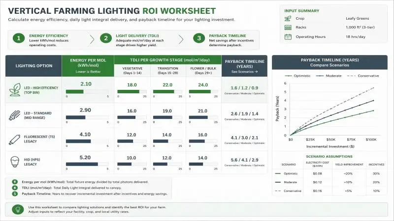 vertical farming lighting roi worksheet