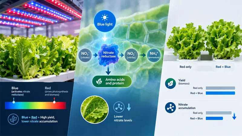 Blue light nitrate lettuce strategy