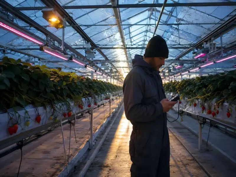 greenhouse strawberry winter lighting