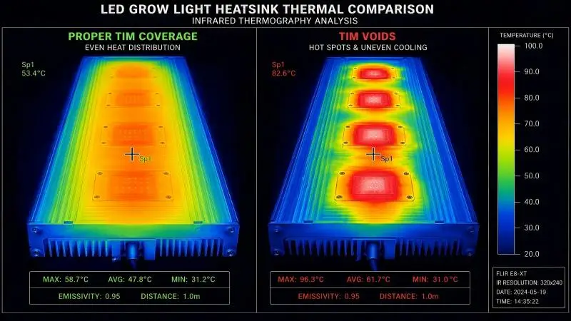 led grow light heatsink thermal comparison